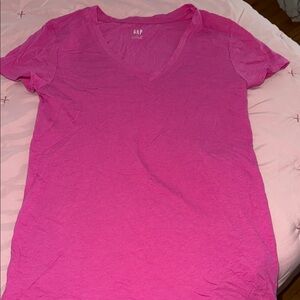 GAP Women's Bright Pink V-Neck Tee
